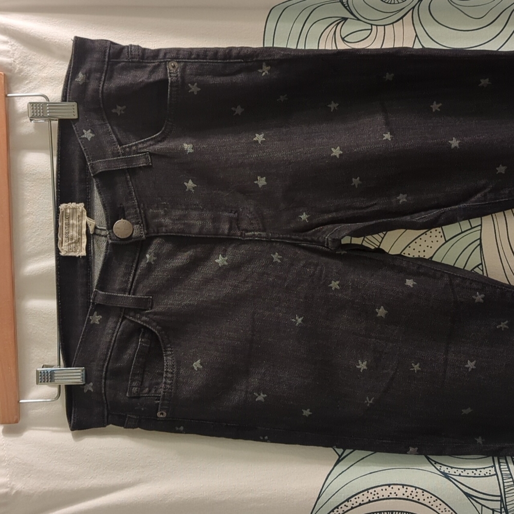 CURRENT/ELLIOTT The Stiletto Wash d Black denim with mini stars Size 30